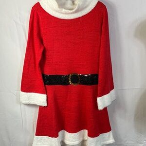 Holiday Time Red Santa Sparkle Long Sleeve Sweater Midi Dress Size Medium